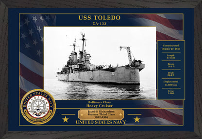 USS Toledo CA-133 Framed Patriotic Photo