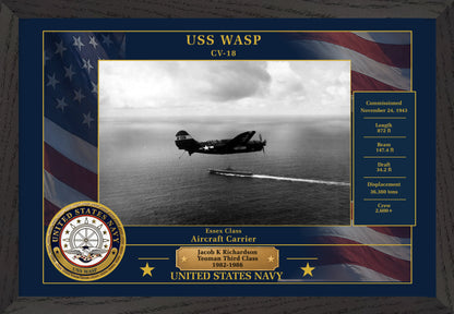 USS Wasp CV-18 Framed Patriotic Photo