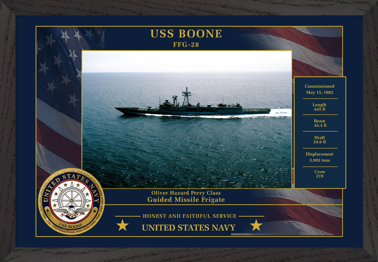 USS Boone FFG-28 Framed Patriotic Photo