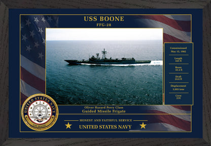 USS Boone FFG-28 Framed Patriotic Photo