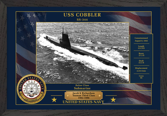 USS Cobbler SS-344 Framed Patriotic Photo