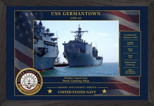 USS Germantown LSD-42 Framed Patriotic Photo