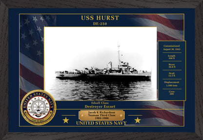 USS Hurst DE-250 Framed Patriotic Photo