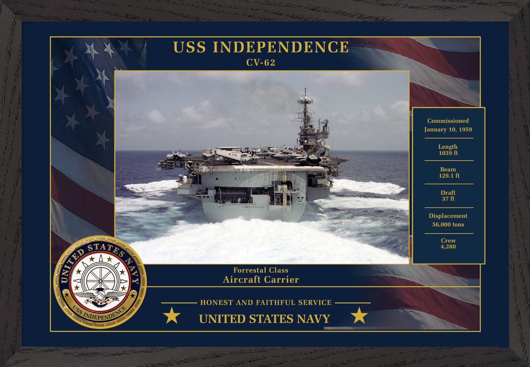 USS Independence CV-62 Framed Patriotic Photo