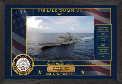 USS Lake Champlain CG-57 Framed Patriotic Photo