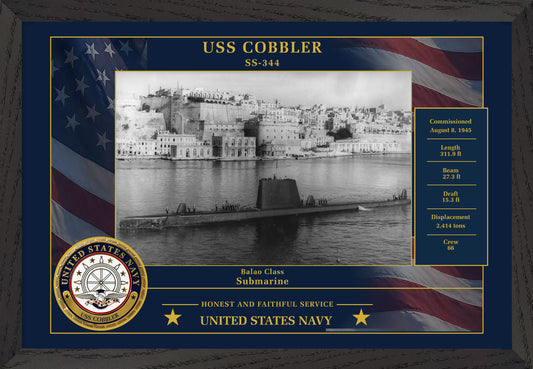 USS Cobbler SS-344 Framed Patriotic Photo