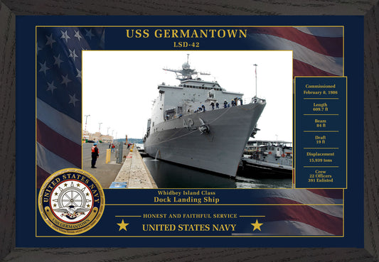 USS Germantown LSD-42 Framed Patriotic Photo