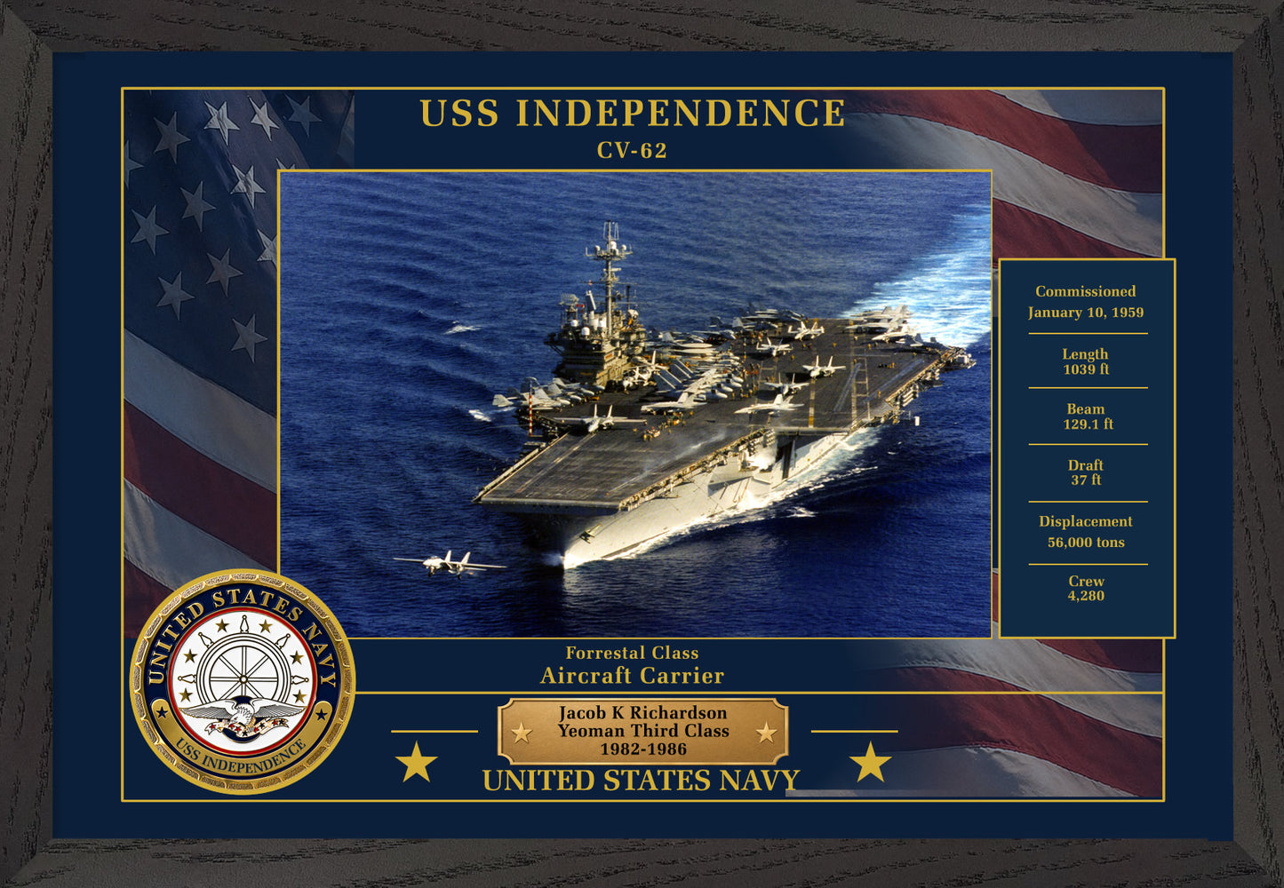 USS Independence CV-62 Framed Patriotic Photo