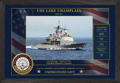 USS Lake Champlain CG-57 Framed Patriotic Photo