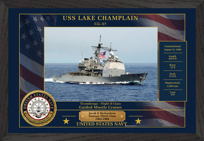 USS Lake Champlain CG-57 Framed Patriotic Photo