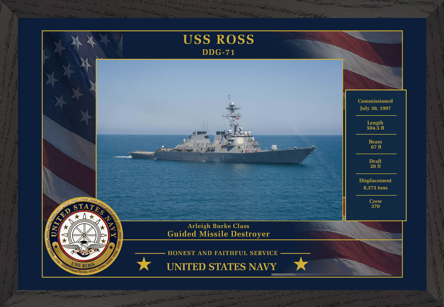 USS Ross DDG-71 Framed Patriotic Photo
