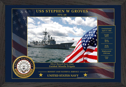 USS Stephen W Groves FFG-29 Framed Patriotic Photo