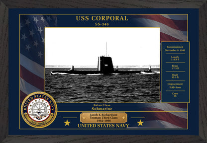 USS Corporal SS-346 Framed Patriotic Photo