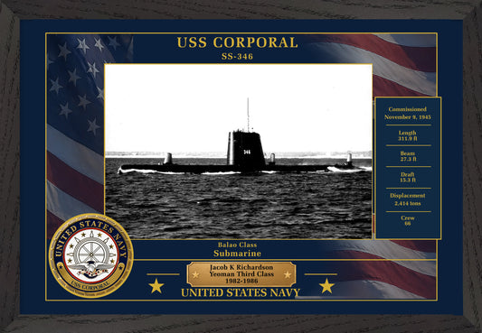 USS Corporal SS-346 Framed Patriotic Photo