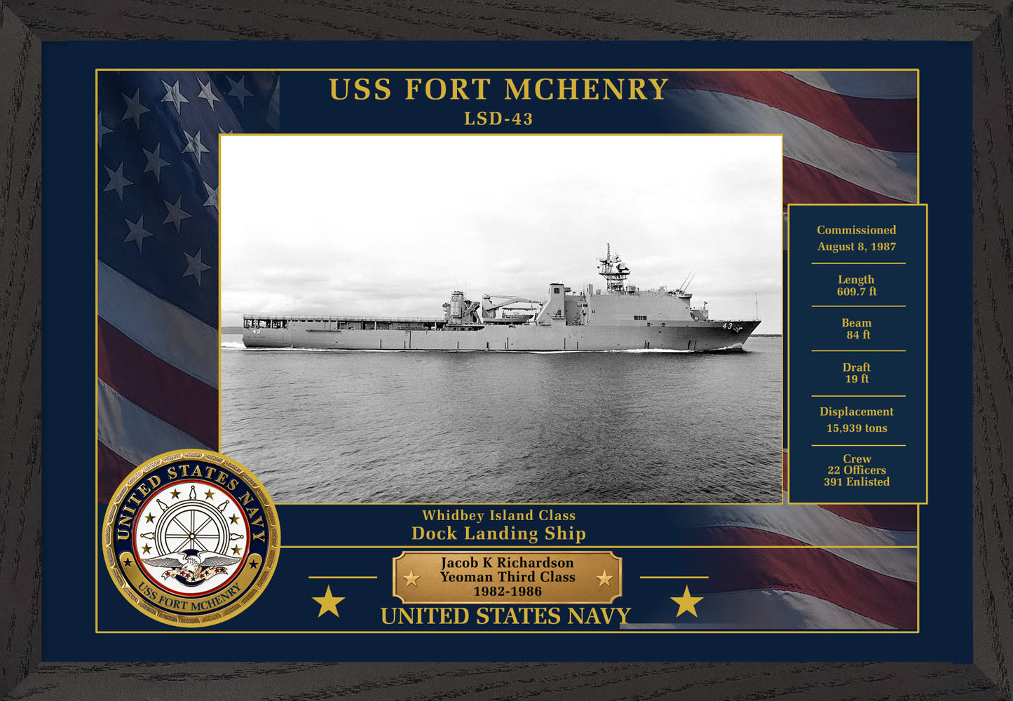 USS Fort Mchenry LSD-43 Framed Patriotic Photo