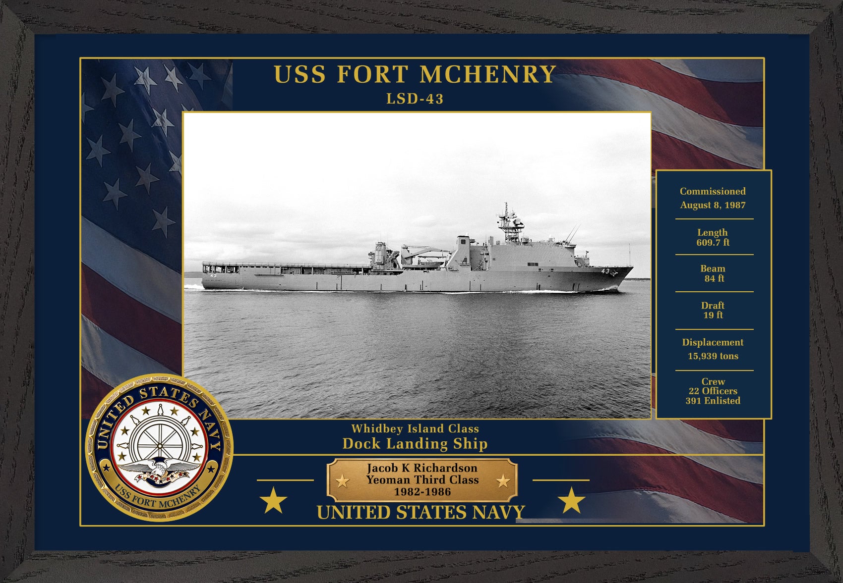 USS Fort Mchenry LSD-43 Framed Patriotic Photo