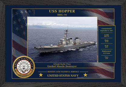 USS Hopper DDG-70 Framed Patriotic Photo