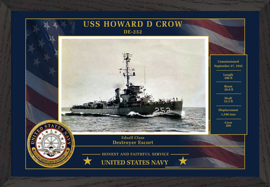 USS Howard D Crow DE-252 Framed Patriotic Photo