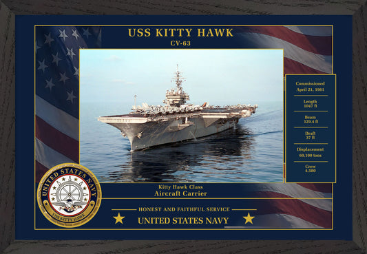 USS Kitty Hawk CV-63 Framed Patriotic Photo