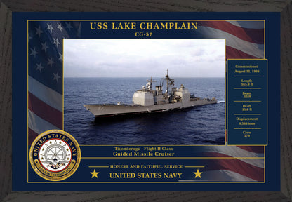 USS Lake Champlain CG-57 Framed Patriotic Photo