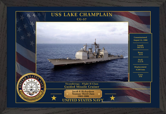 USS Lake Champlain CG-57 Framed Patriotic Photo