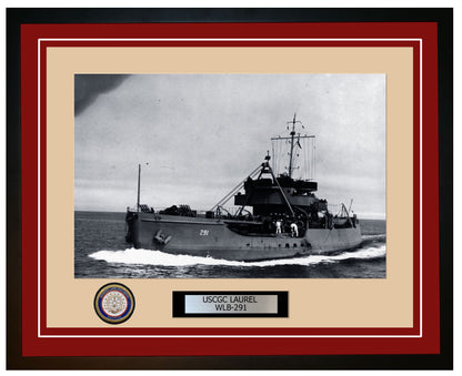 USCGC LAUREL WLB 291 Framed Coast Guard Ship Photo Burgundy 52WLB291