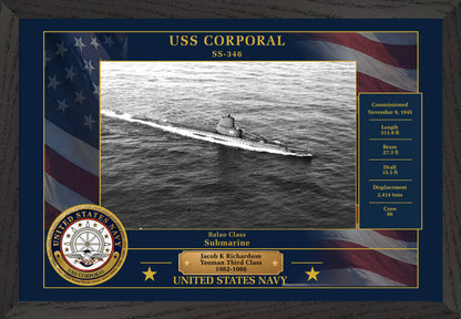 USS Corporal SS-346 Framed Patriotic Photo