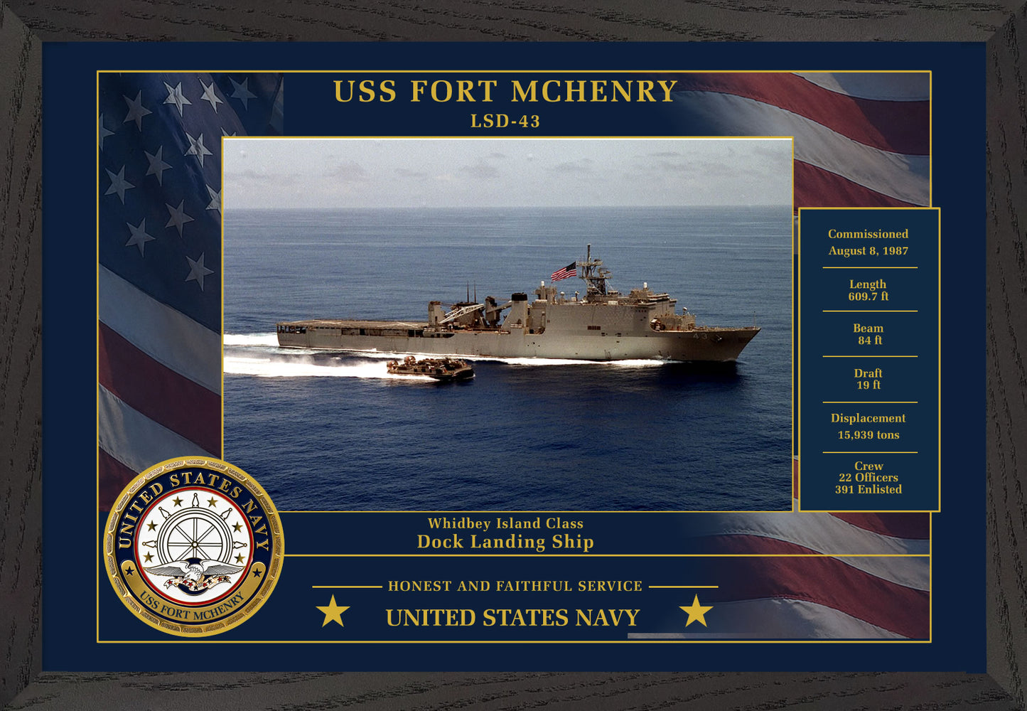 USS Fort Mchenry LSD-43 Framed Patriotic Photo