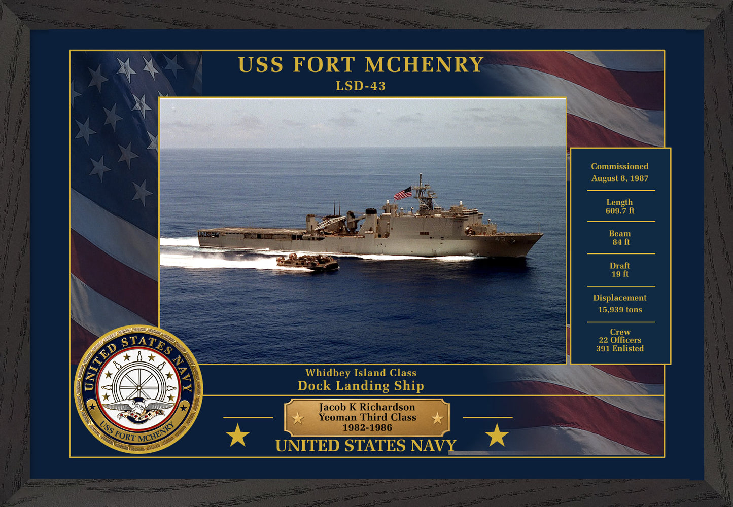 USS Fort Mchenry LSD-43 Framed Patriotic Photo