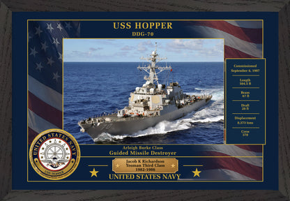 USS Hopper DDG-70 Framed Patriotic Photo