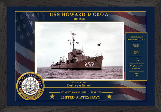 USS Howard D Crow DE-252 Framed Patriotic Photo