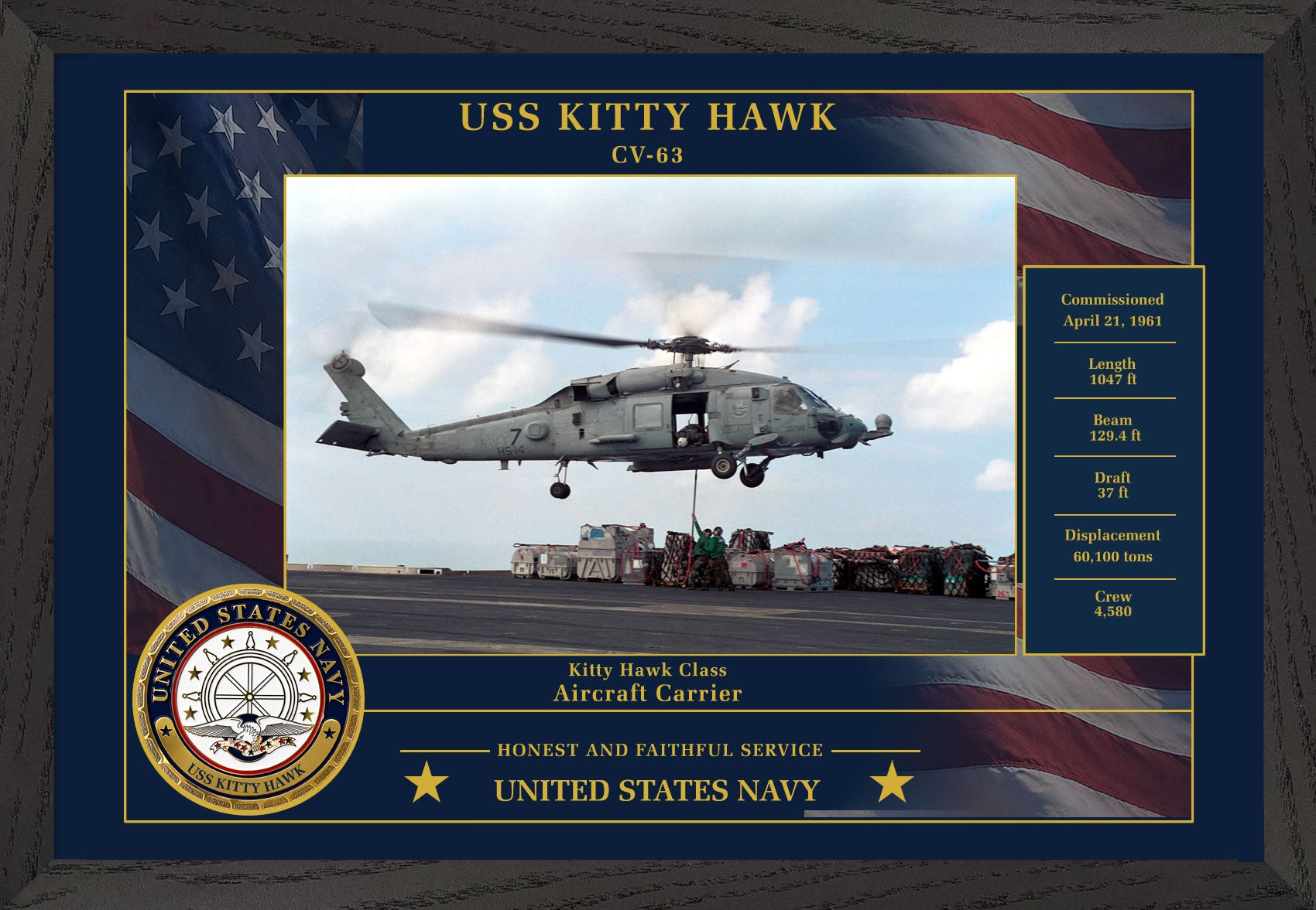 USS Kitty Hawk CV-63 Framed Patriotic Photo