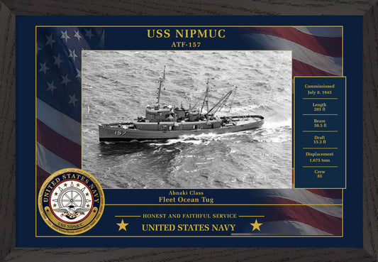 USS Nipmuc ATF-157 Framed Patriotic Photo