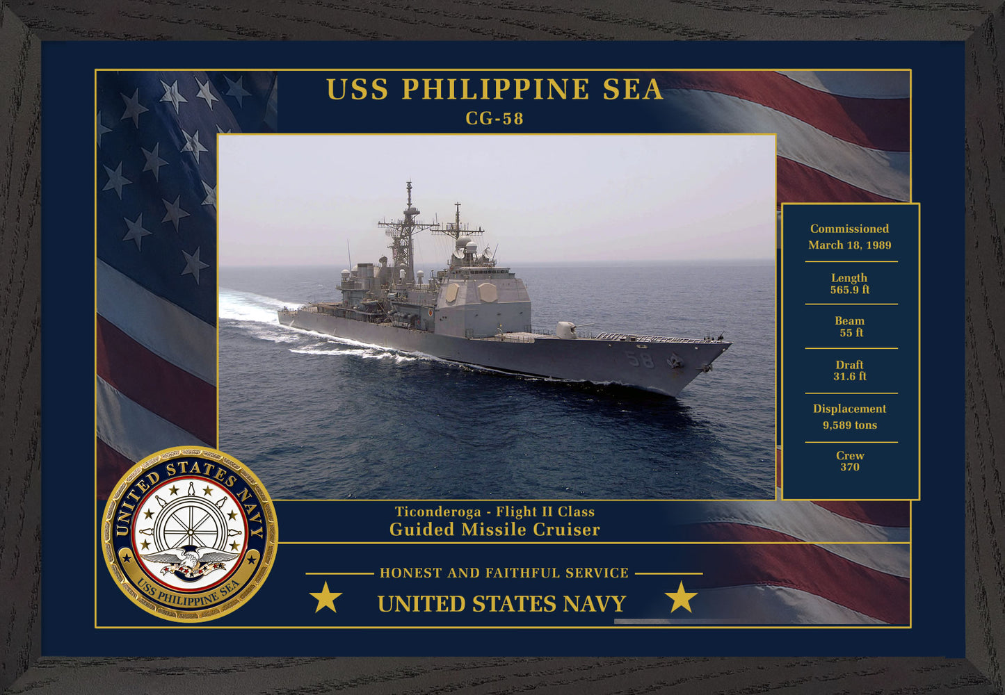 USS Philippine Sea CG-58 Framed Patriotic Photo