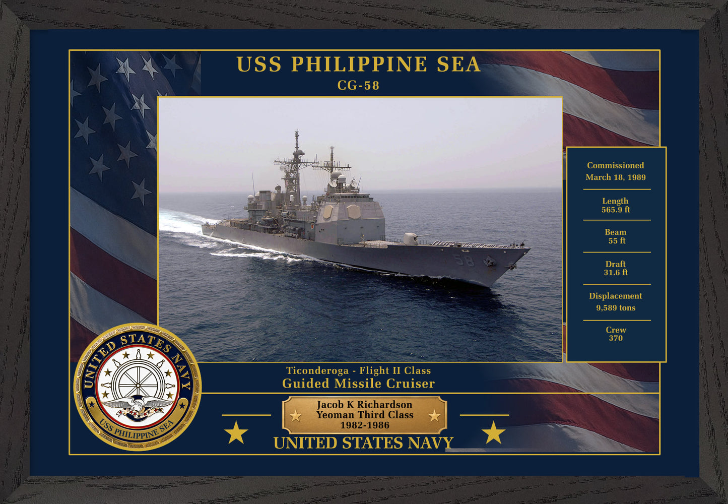 USS Philippine Sea CG-58 Framed Patriotic Photo