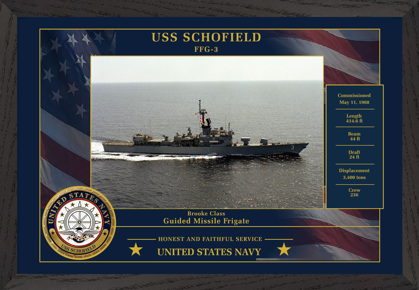 USS Schofield FFG-3 Framed Patriotic Photo