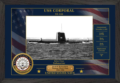 USS Corporal SS-346 Framed Patriotic Photo
