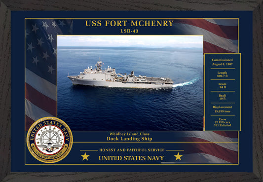 USS Fort Mchenry LSD-43 Framed Patriotic Photo