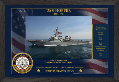 USS Hopper DDG-70 Framed Patriotic Photo