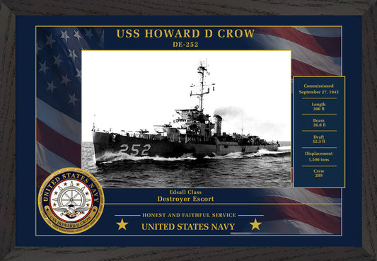 USS Howard D Crow DE-252 Framed Patriotic Photo