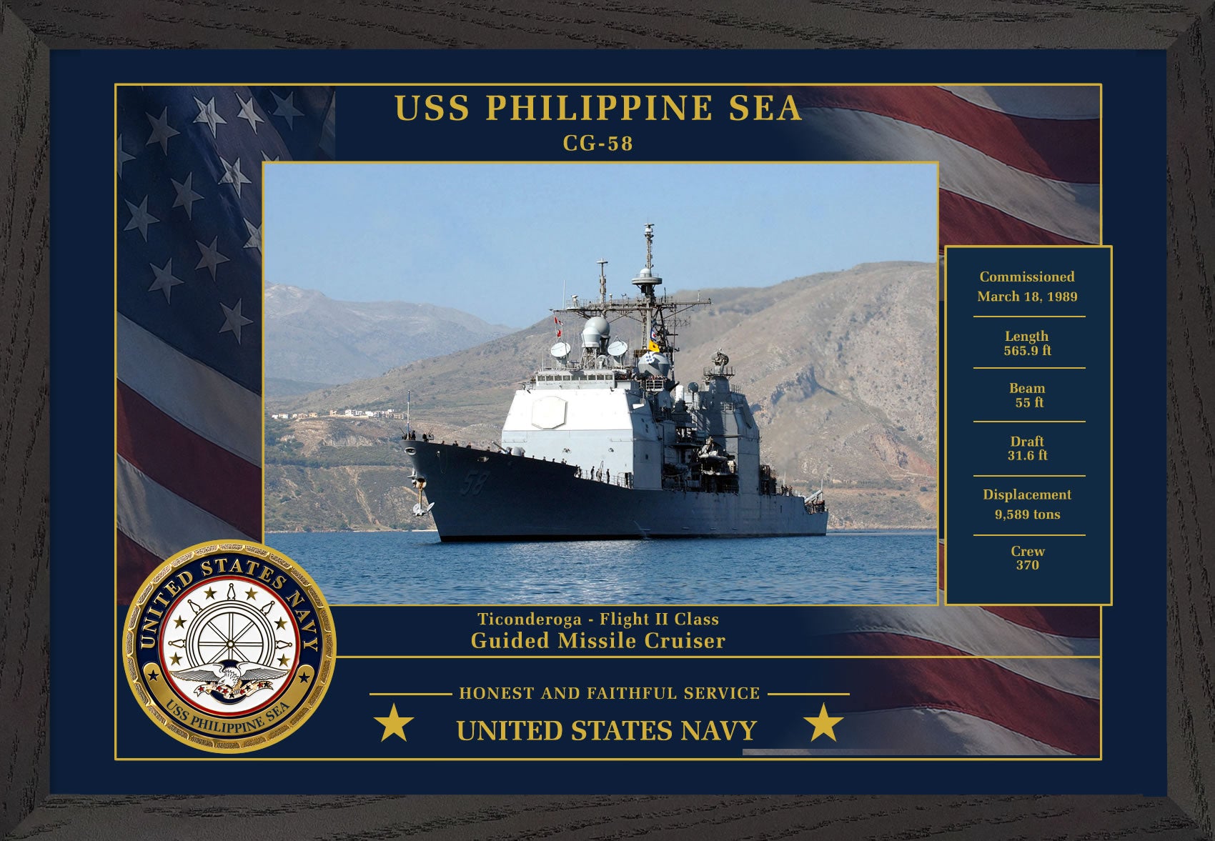 USS Philippine Sea CG-58 Framed Patriotic Photo
