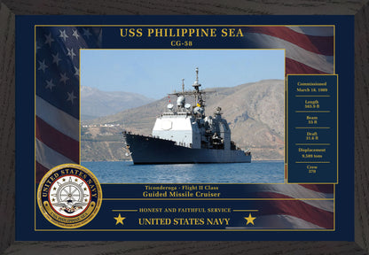 USS Philippine Sea CG-58 Framed Patriotic Photo