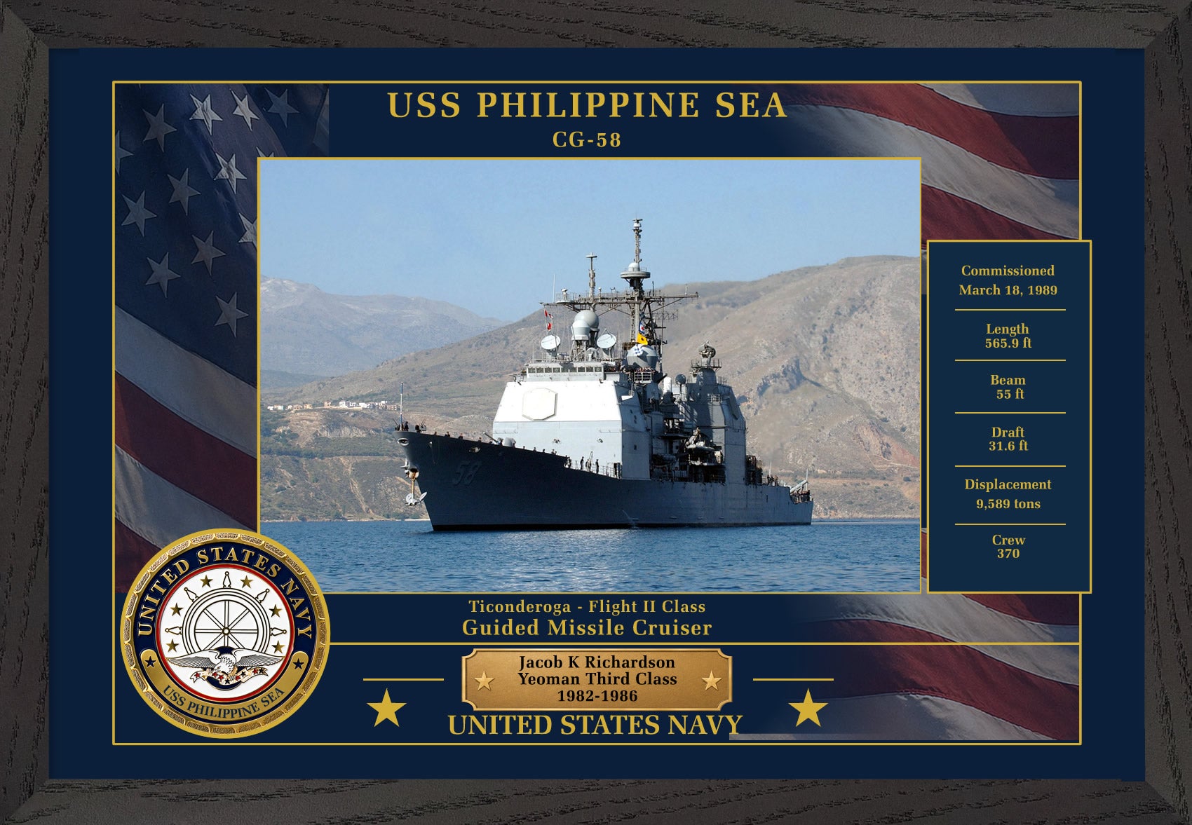 USS Philippine Sea CG-58 Framed Patriotic Photo