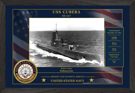 USS Cubera SS-347 Framed Patriotic Photo