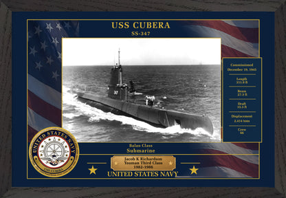 USS Cubera SS-347 Framed Patriotic Photo
