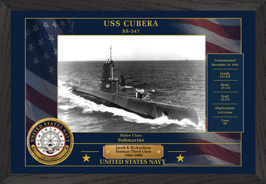 USS Cubera SS-347 Framed Patriotic Photo