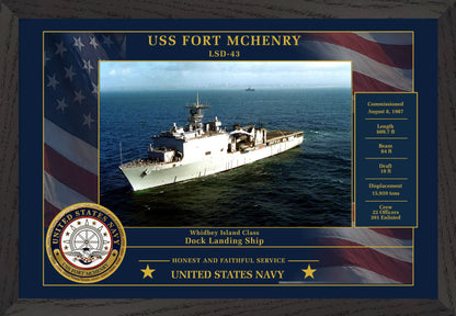 USS Fort Mchenry LSD-43 Framed Patriotic Photo