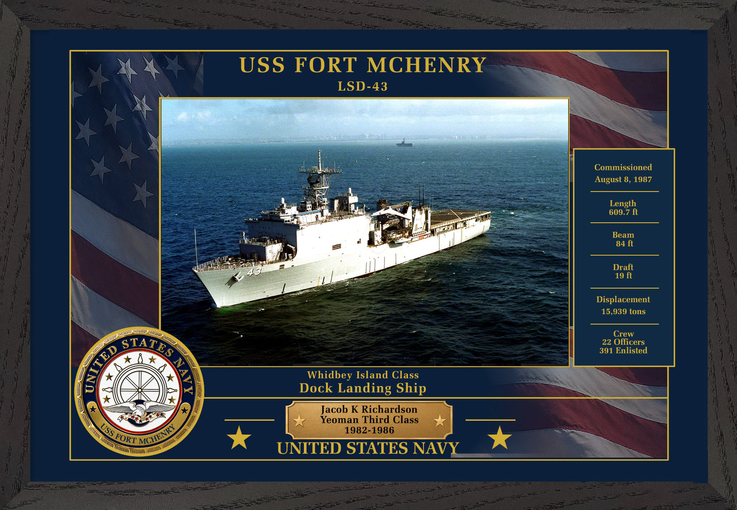 USS Fort Mchenry LSD-43 Framed Patriotic Photo
