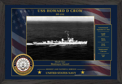 USS Howard D Crow DE-252 Framed Patriotic Photo