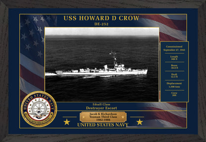 USS Howard D Crow DE-252 Framed Patriotic Photo